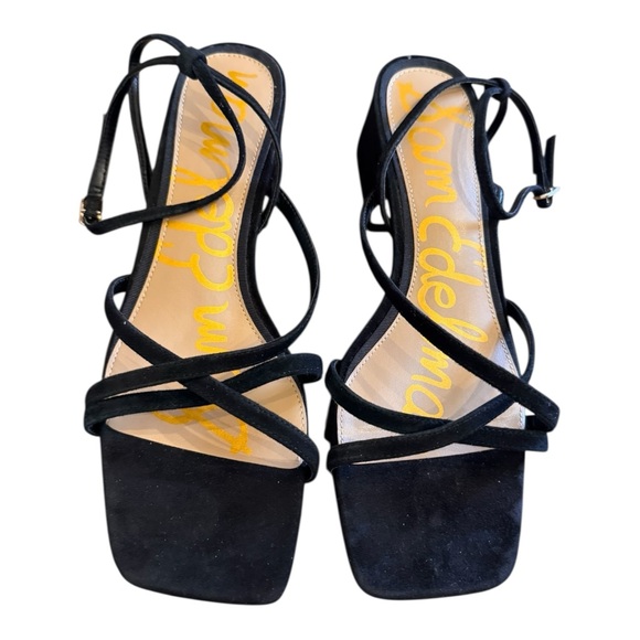 Sam Edelman Whitley Block Heel Sandal in black suede - Picture 9 of 10